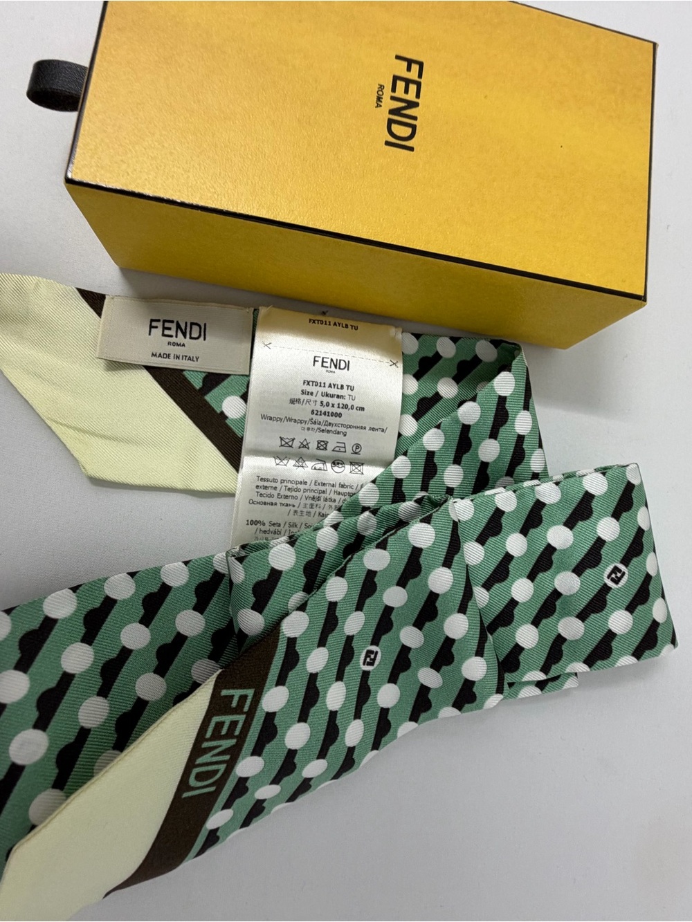 Fendi Green Polka twilly